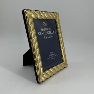 Burnes State Street 5x7 Solid Brass Gold Rope Picture Frame Tabletop & Wall